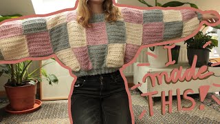 I crocheted a jumper for the FIRST time ever  Patchwork Jumper [upl. by Brandtr]