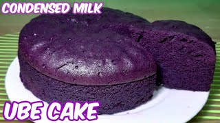 NO BAKE UBE CONDENSED MILK CAKE  How To Make Steamed Ube Condensed Milk Cake [upl. by Ayikin]