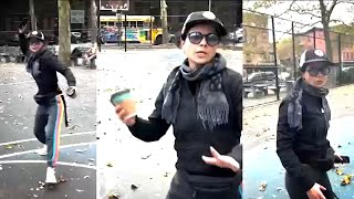 Woman surrenders for throwing hot coffee at man at playground [upl. by Eidnarb855]