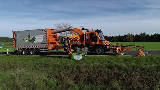 MULAG aufnehmender Grünpflegekopf ECO 1200 plus an SB 600 Unimog  Collecting Ecological Mowing Head [upl. by Adnilemre]