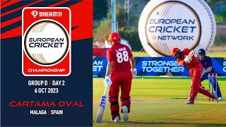 🔴 Dream11 European Cricket Championship 2023  Group D  Day 2  T10 Live European Cricket [upl. by Ashelman911]