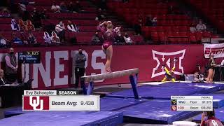 Evy Schoepfer Beam Oklahoma vs West Virginia 2021 9825 [upl. by Fennie937]