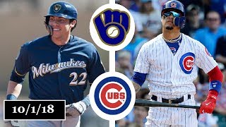 Milwaukee Brewers vs Chicago Cubs Highlights  NL Central Tiebreaker  October 1 2018 [upl. by Ellainad]