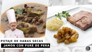 POTAJE de HABAS y JAMÓN COCIDO con puré de pera  Cocina Abierta de Karlos Arguiñano [upl. by Everett]