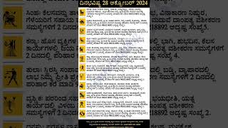 Dina Bhavishya  28 October 2024  Daily Horoscope  Rashi Bhavishya  Today Astrology in Kannada [upl. by Ladnik]