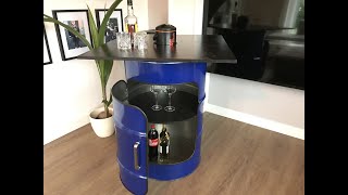 Oil barrel ideas Barrel bar DIY Minibar Stehtisch Fassbar Fassmöbel tambor Brenntonne [upl. by Notnarb]