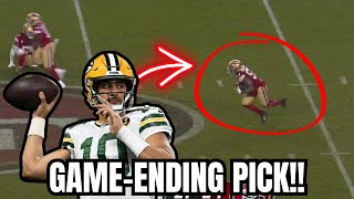 Jordan Love GAME LOSING INTERCEPTION to Dre Greenlaw  Green Bay Packers vs San Francisco 49ers [upl. by Ecnatsnoc]