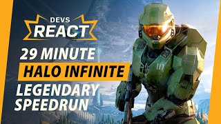 Halo Infinite Developers React to 29 Minute Legendary Speedrun [upl. by Eednim184]