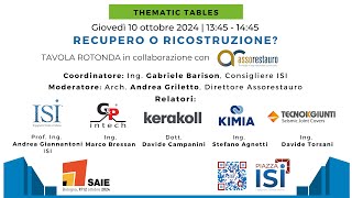 Recupero o Ricostruzione  Thematic Table  Piazza ISI  SAIE Bologna 2024 [upl. by Itra]