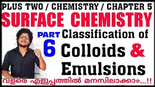 Classification of Colloids  Emulsions Surface Chemistry 2 Chemistry Chapter 5 in malayalam [upl. by Einrae740]