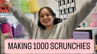 MAKING 1000 SCRUNCHIES VLOG  SCRUNCHIE TUTORIAL  ETSY DROP [upl. by Allx]