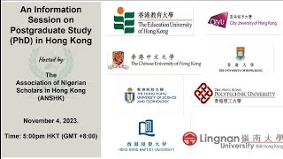 Information Session on Postgraduate PhD Study in Hong Kong [upl. by Cooe687]