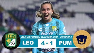 Leon Femenil vs Pumas 41 Resumen Goles 2024 [upl. by Ploss]