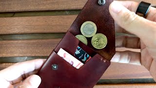 Best minimalist leather wallet Cash coins and cards Unique design Practical [upl. by Nimajaneb]