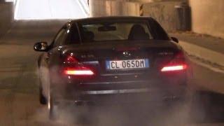 Mercedes SL55 AMG BURNOUT amp C63 Acceleration SOUND [upl. by Nylsej]