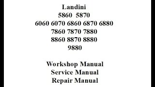 Landini 5860  9880 ServiceRepairWorkshop Manual [upl. by Anayt]