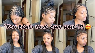 Small knotless box braids DIY Watch me Slay my own hair 🔥 [upl. by Akiehs931]