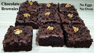 Chocolate Brownies  Without Eggs amp Without Oven [upl. by Kavita170]