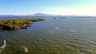 Awesome Kiteboarding and Windsurfing at Sherman Island California [upl. by Aihsenor326]