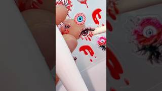 HALLOWEEN EYEBALL BLOOD DRIP NAIL DESIGN WITH NAIL ART STICKERS nailart nailstickers halloween [upl. by Enitsej]