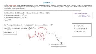 Lecture 53 Problem on Single stage reciprocating compressor [upl. by Lenrad]