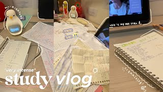 INTENSE study vlog 😮‍💨 allnighters cramming notetaking studying [upl. by Einalam983]