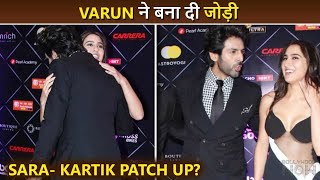 Epic Moment  Exes Sara Ali Khan amp Kartik Aaryan Meet amp Hug Varun Dhawan Turns Cupid with Kriti❤️❤️ [upl. by Lenora]