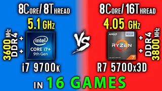 i7 9700k vs Ryzen 7 5700x3D Test in 16 Games or i7 9700K OC vs R7 5800x3D [upl. by Enilrac]