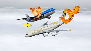 Etihad air bus a380 Crash at 50000 feet height with boeing 747  Gta5 [upl. by Ranchod]