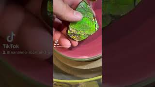 Grinding stone and creating a palm stone ammolite [upl. by Eillam]