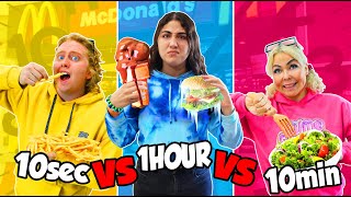 You have 10 SEC VS 1 MINUTE VS 1 HOUR to eat the FAST FOOD CHALLENGE [upl. by Simah]