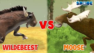 Wildebeest vs Moose  Savannah Beast vs Woodland Beast S1E6  SPORE [upl. by Leumas]