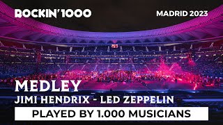 Jimi Hendrix and Led Zeppelin Medley played by 1000 musicians  Rockin1000 [upl. by Elbert]