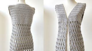 Super 👌 💯 Easy Crochet Vest Pattern Sweaters Pattern Cardigan pattern new stitch [upl. by Allcot]