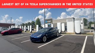 Largest Set Of V4 Tesla Superchargers In The United States [upl. by Ramgad]