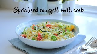 Slimming World Synfree spiralised courgetti with crab recipe  FREE [upl. by Anastasio389]