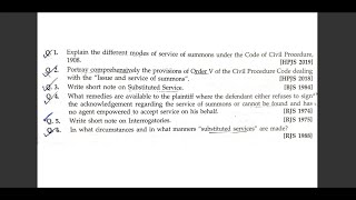 JUDICIARY MAINS ANSWER WRITING QUESTION 12  CPC SummonsSubstituted Service [upl. by Annawal294]