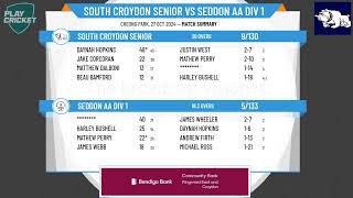 South Croydon Senior v Seddon AA Div 1 [upl. by Enitsyrk905]