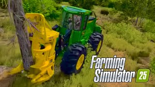 A DEAD TREE TAKE DOWN WITH JOHN DEERE FELLER BUNCHER FARMING SIMULATOR 25 [upl. by Salta]