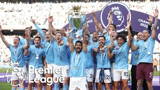 Manchester City lift Premier League trophy as 202223 champions FULL CEREMONY  NBC Sports [upl. by Mera]