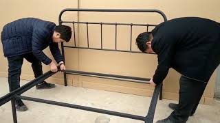 DIKAPA metal bed frame assemble video [upl. by Oirogerg]