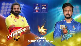 CCL 2024 Match 11  Chennai Rhinos vs Karnataka Bulldozers  Promo  March 3rd from 630 pm [upl. by Nimzzaj]