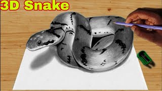 How to draw 3D Snake Realistic [upl. by Gerge792]