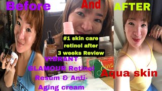 VIBRANT GLAMOUR RETINOL ANTIAGING CREAM amp RETINOL SERUM  VITAMINC CREAM REVIEW  AQUA SKIN [upl. by Magee]