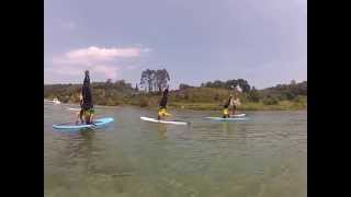 Como hacer el pino en el paddle surf Pilates paddle surf Yoga surfing [upl. by Esiuole]