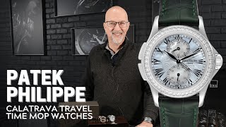 Patek Philippe Calatrava Travel Time White Gold MOP Diamond Watch 4934 Review  SwissWatchExpo [upl. by Renrag]