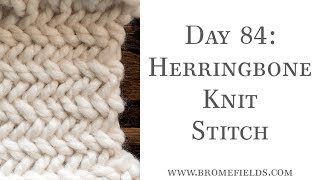 Day 84  Herringbone Knit Stitch  100daysofknitstitches [upl. by Ahtnammas]