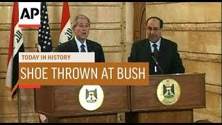 Shoe Thrown at Pres Bush  2008  Today In History  14 Dec 18 [upl. by Ecyob]