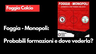 Foggia  Monopoli Probabili formazioni e dove vederla [upl. by Arihat]