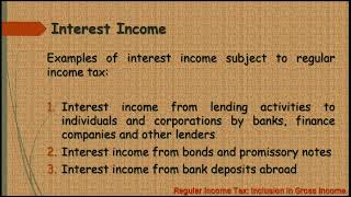 REGULAR INCOME TAX INCLUSION IN GROSS INCOME [upl. by Imis445]